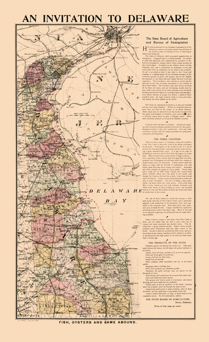 Historic State Map - Delaware - Smith 1903 - 23 x 37.64 - Vintage Wall Art