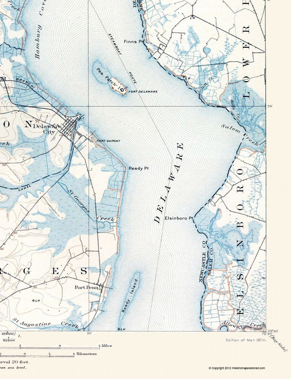 Topographical Map - Wilmington Delaware Quad - USGS 1906 - 23 x 29.99 - Vintage Wall Art