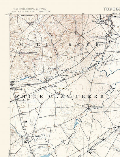 Topographical Map - Wilmington Delaware Quad - USGS 1906 - 23 x 29.99 - Vintage Wall Art