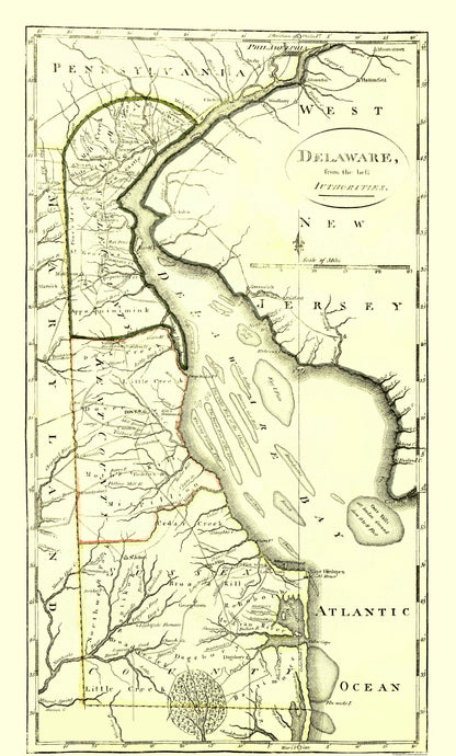 Historic State Map - Delaware - Carey 1814 - 23 x 38.16 - Vintage Wall Art