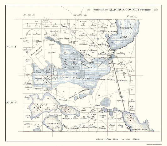 Historic County Map - Alachua County Florida - 1890 - 26.31 x 23 - Vintage Wall Art