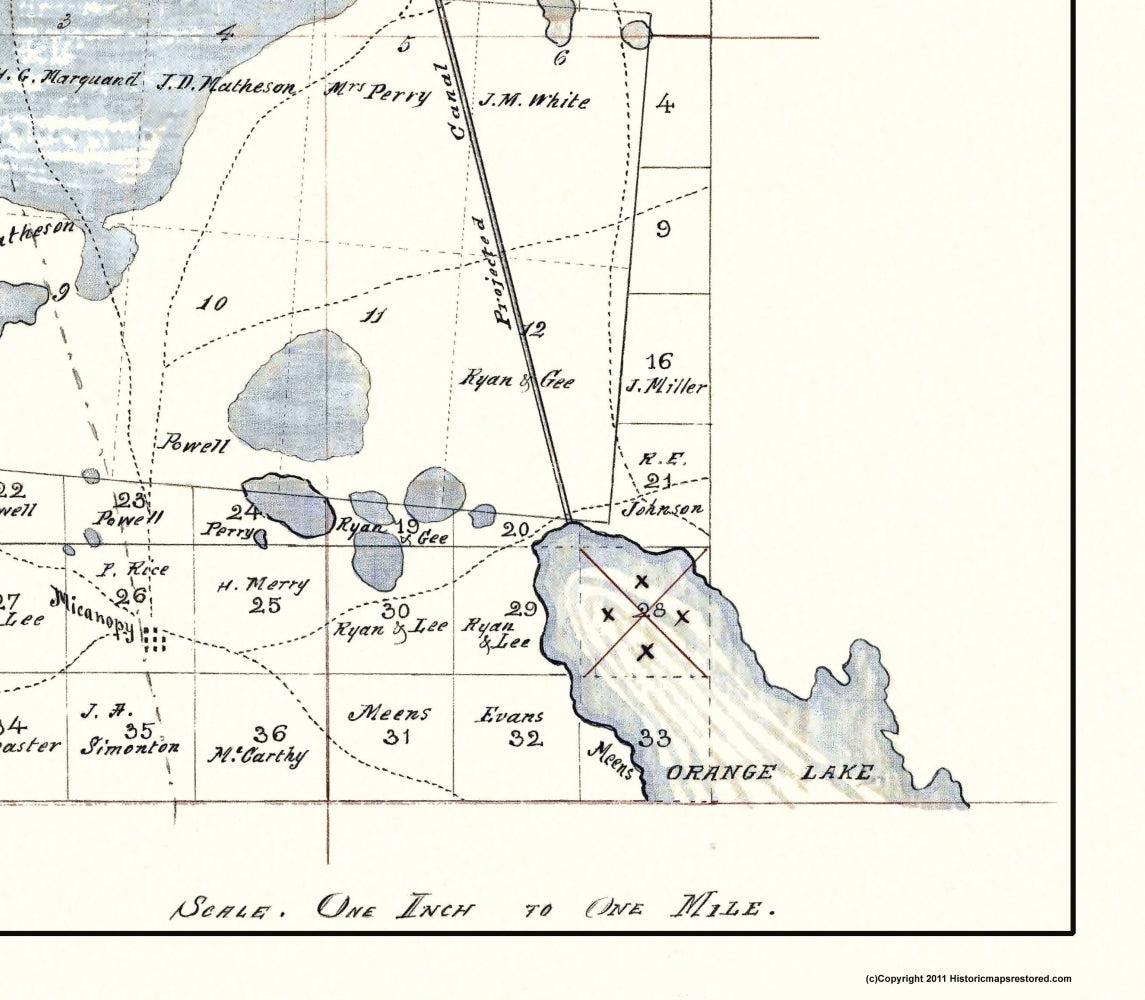 Historic County Map - Alachua County Florida - 1890 - 26.31 X 23 - Vin ...