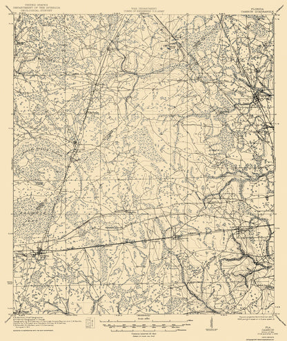 Topographical Map - Cambon Florida Quad - USGS 1944 - 23 x 27.35 - Vintage Wall Art