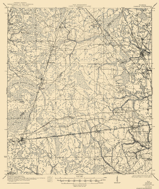 Topographical Map - Cambon Florida Quad - USGS 1944 - 23 x 27.35 - Vintage Wall Art