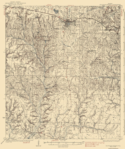 Topographical Map - De Funiak Springs Florida Quad - USGS 1938 - 23 x 27.31 - Vintage Wall Art