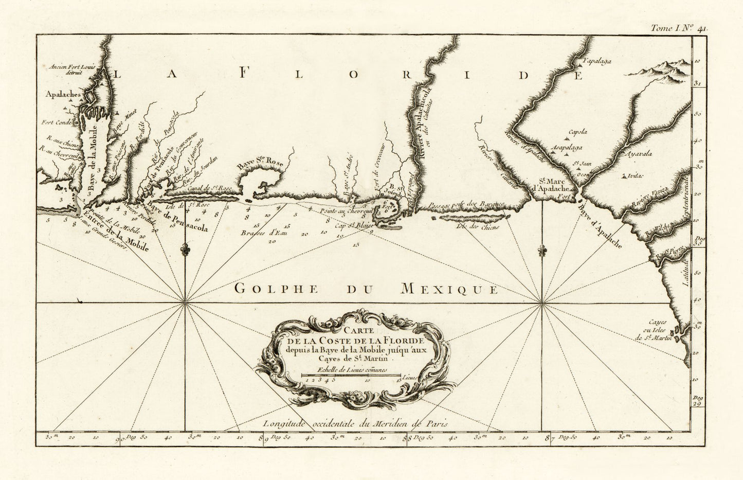 Historic State Map - Florida - Bellin 1764 - 35.60 x 23 - Vintage Wall Art