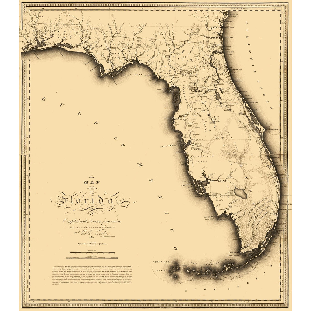 Historic State Map - Florida - Tanner 1823 - Vintage Wall Art – Maps of ...