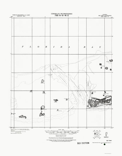 Topographical Map - Key West Florida Quad - USGS 1921 - 23 x 29.39 - Vintage Wall Art