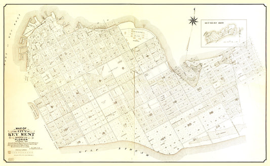 Historic City Map - Key West Florida - Ashe 1906 - 37.36 x 23 - Vintage Wall Art