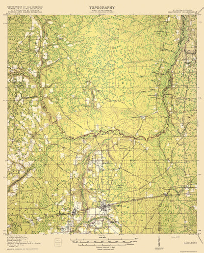 Topographical Map - Macclenny Florida Georgia Quad - USGS 1918 - 23 x 28.46 - Vintage Wall Art