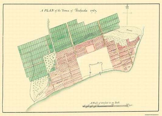 Historic City Map - Pensacola Florida Plan - 1767 - 32 x 23 - Vintage Wall Art