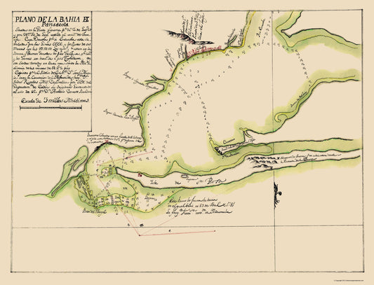 Historic Nautical Map - Pensacola Bay - 1782 - 23 x 30.12 - Vintage Wall Art