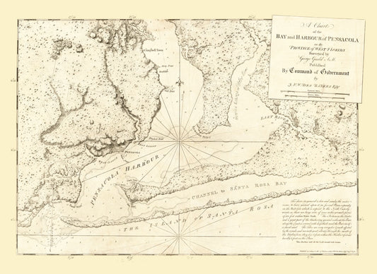 Historic City Map - Pensacola Florida - Des Barres 1780 - 31.60 x 23 - Vintage Wall Art