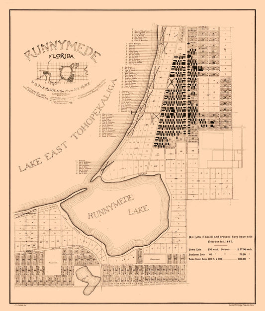 Historic County Map - Runnymede County Florida - Aldrich 1887 - 23 x 26.92 - Vintage Wall Art