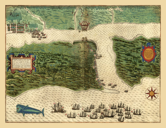 Historic City Map - St Augustine Florida - Bigges 1589 - 29.90 x 23 - Vintage Wall Art