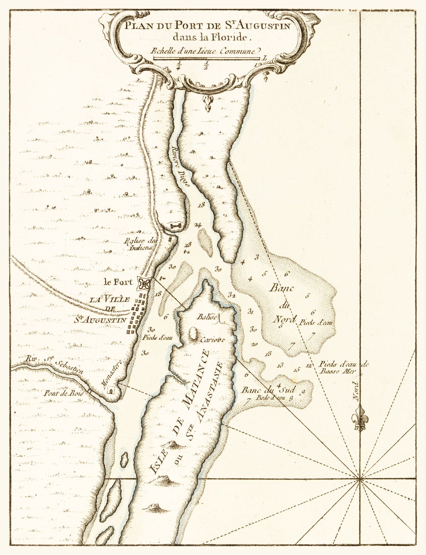 Historic City Map - St Augustine Florida - Bellin 1764 - 23 x 30.01 - Vintage Wall Art