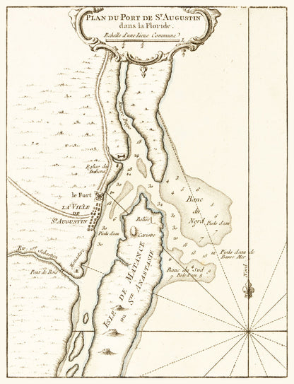 Historic City Map - St Augustine Florida - Bellin 1764 - 23 x 30.01 - Vintage Wall Art