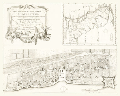 Historic City Map - St Augustine Florida - Solis 1764 - 28.74 x 23 - Vintage Wall Art