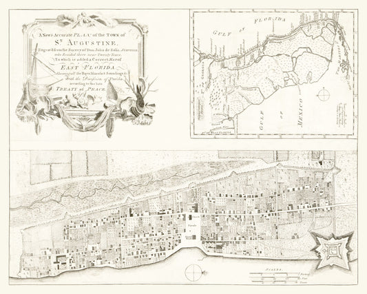 Historic City Map - St Augustine Florida - Solis 1764 - 28.74 x 23 - Vintage Wall Art