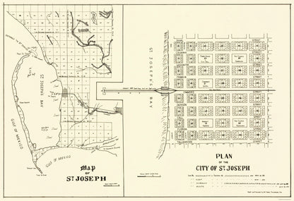 Historic City Map - St. Joseph Florida Planning - Throop 1837 - 23 x 33.52 - Vintage Wall Art