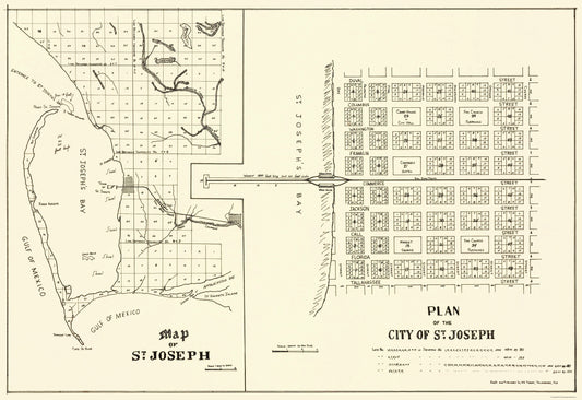 Historic City Map - St. Joseph Florida Planning - Throop 1837 - 23 x 33.52 - Vintage Wall Art