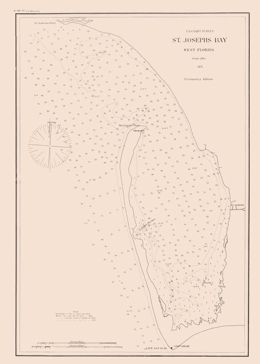 Historic Nautical Map - St Josephs Bay - Peters 1875 - 23 x 32.11 - Vintage Wall Art