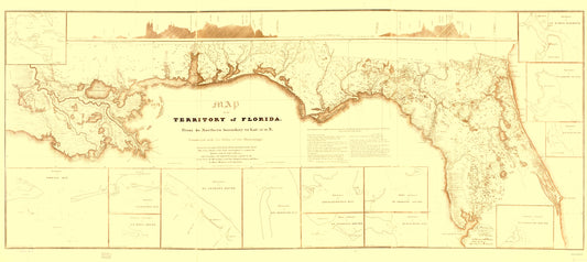 Historic State Map - Florida North Territory - Shift 1829 - 23 x 51.47 - Vintage Wall Art