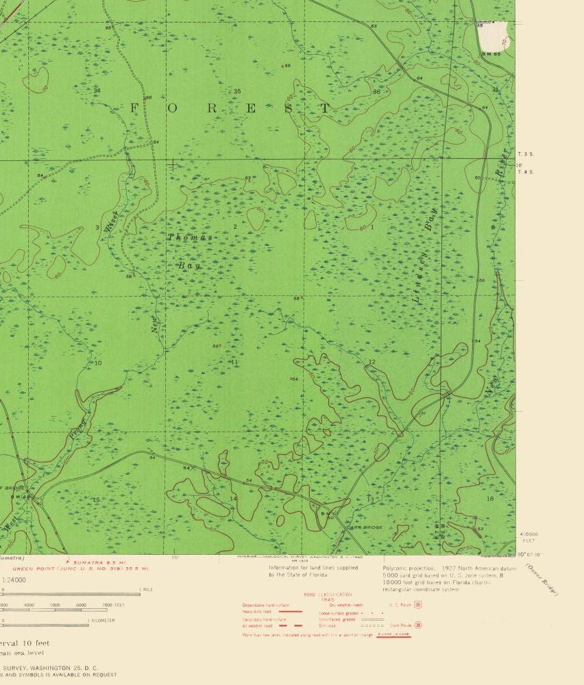 Topographical Map - Wilma Florida Quad - USGS 1944 - 23 x 26.98 - Vintage Wall Art