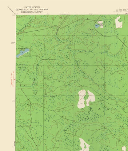 Topographical Map - Wilma Florida Quad - USGS 1944 - 23 x 26.98 - Vintage Wall Art