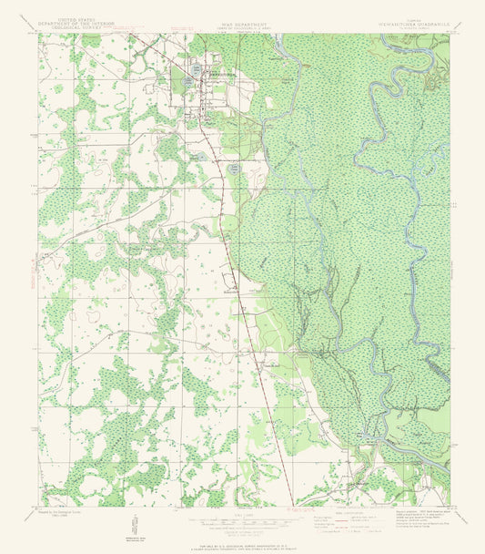 Topographical Map - Wewahitchka Florida Quad - USGS 1944 - 23 x 26.23 - Vintage Wall Art