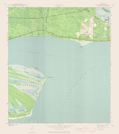 Topographical Map - West Pass Florida Quad - USGS 1943 - 23 x 25.95 - Vintage Wall Art