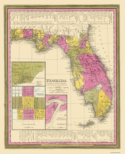 Historic State Map - Florida - Mitchell 1846 - 23 x 28.25 - Vintage Wall Art