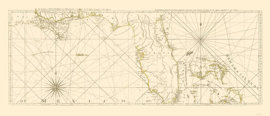 Historic Nautical Map - Florida West Coast Channel of Bahama - Jeffreys 1776 - 23 x 53.32 - Vintage Wall Art