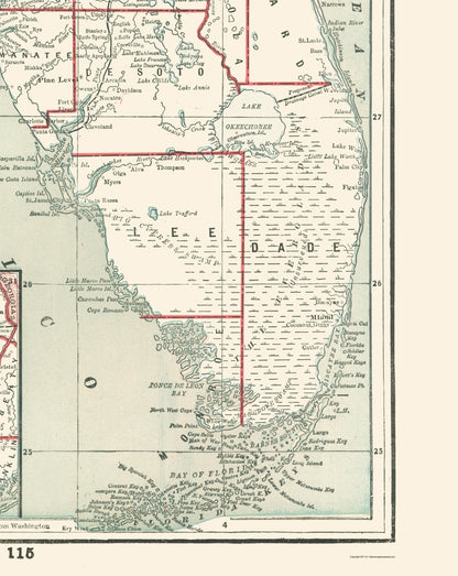 Historic State Map - Florida - Rathbun 1893 - 23 x 28.94 - Vintage Wall Art