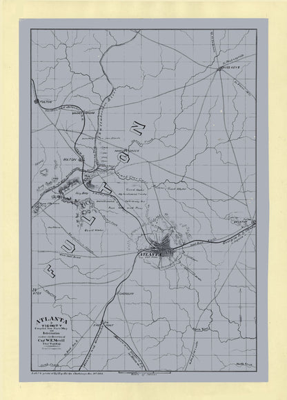 Historic City Map - Atlanta Georgia - Merrill 1864 - 23 x 32.06 - Vintage Wall Art