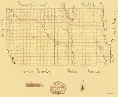 Historic County Map - Calhoun County Georgia - Secretary of State 1866 - 23 x 28.06 - Vintage Wall Art