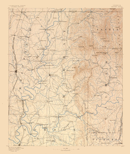 Topographical Map - Dalton Sheet Georgia - USGS 1886 - 23 x 27.12 - Vintage Wall Art