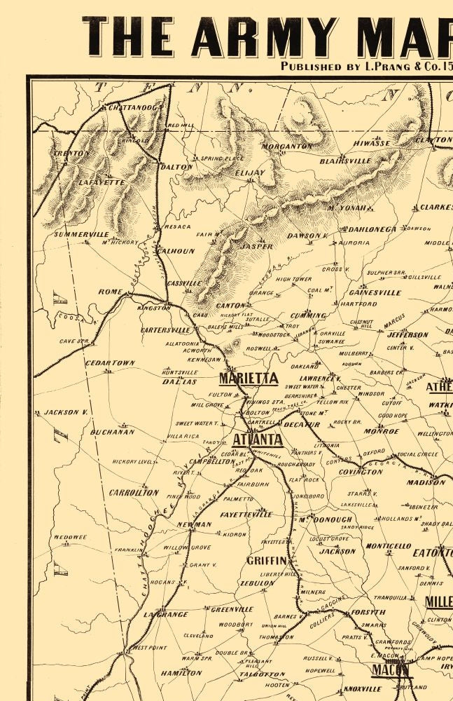 Historical Civil War Map - Georgia Army - Prang 1864 - 23 x 35.53 - Vintage Wall Art