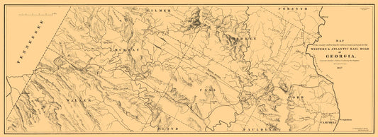 Railroad Map - Georgia Western Atlantic Railroad - Cooper 1837 - 63.12 x 23 - Vintage Wall Art