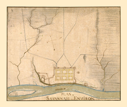 Historic City Map - Savannah Georgia - 1782 - 27.20 x 23 - Vintage Wall Art