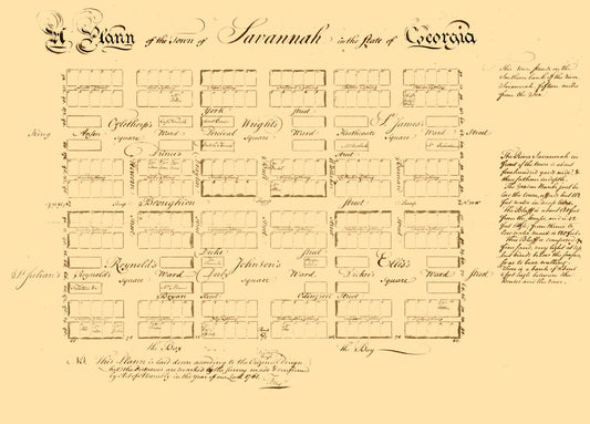 Historic City Map - Savannah Georgia - Carson 1761 - 32.04 x 23 - Vintage Wall Art