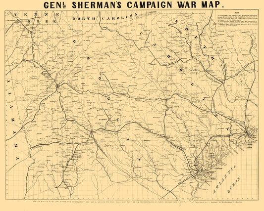 Historical Civil War Map - South Carolina Georgia Shermans Campaign - Bufford 1864 - 28.70 x 23 - Vintage Wall Art