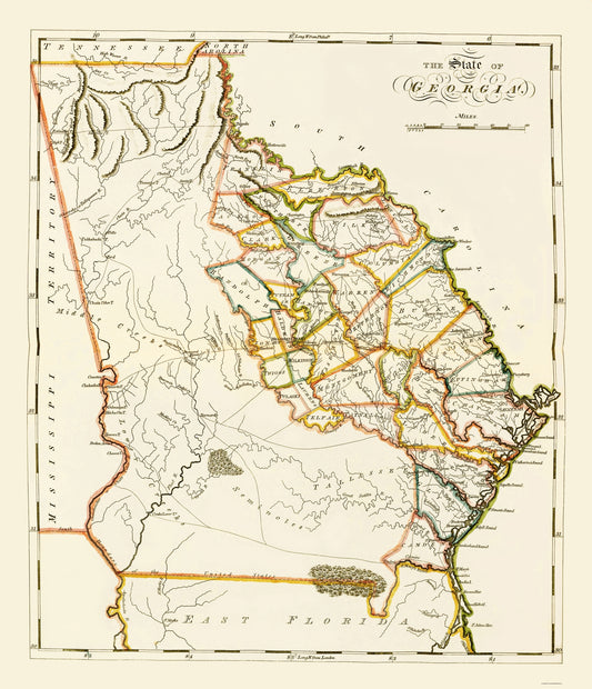 Historic State Map - Georgia - Lewis 1817 - 23 x 26.77 - Vintage Wall Art