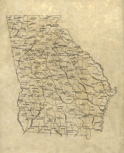 Historic State Map - Georgia - 1893 - 23 x 28.46 - Vintage Wall Art