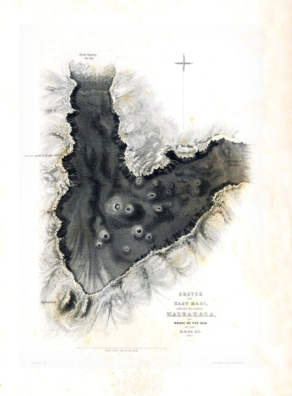 Historic County Map - Haleakala Maui County Hawaii - US 1841 - 23 x 31.23 - Vintage Wall Art