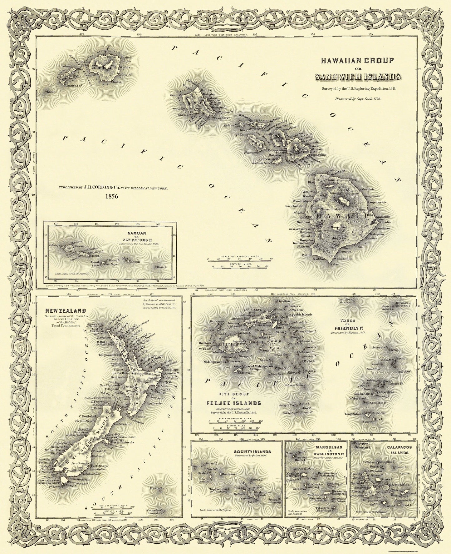 Historic State Map - Hawaii - Colton 1856 - 23 x 28.19 - Vintage Wall Art