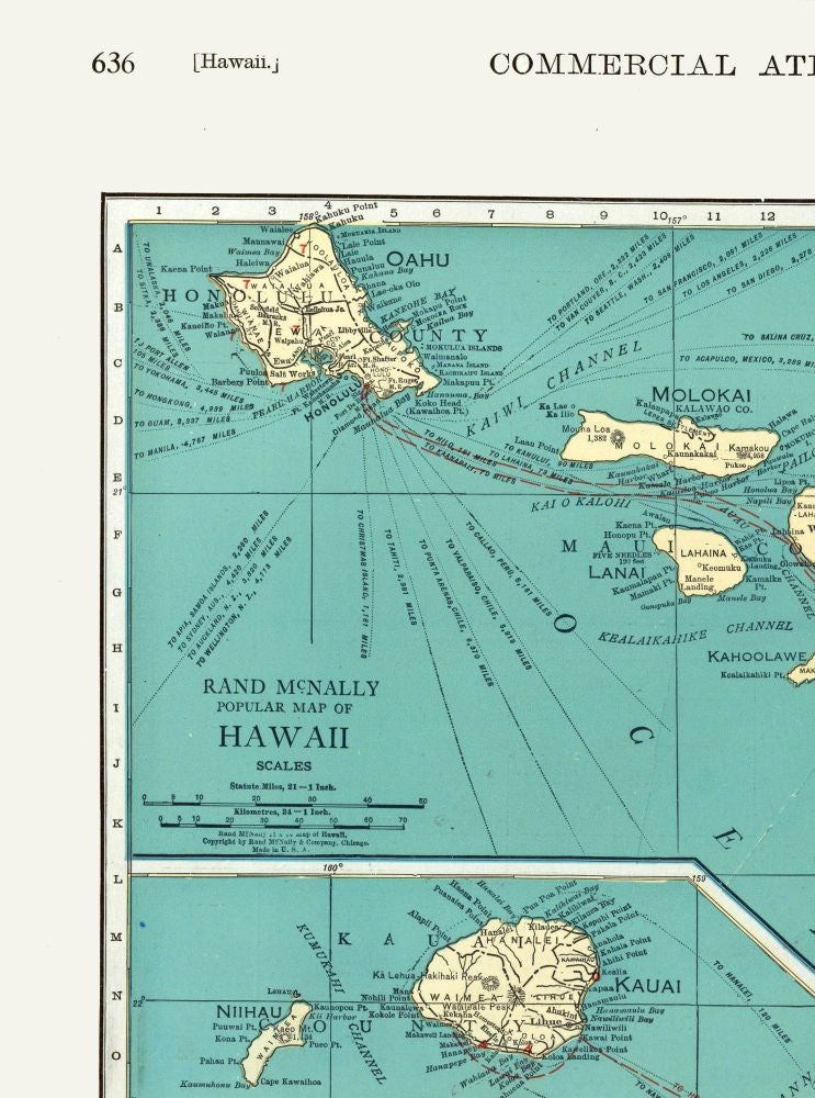 Historic State Map - Hawaii - Rand McNally 1902 - 23 x 30.95 - Vintage Wall Art