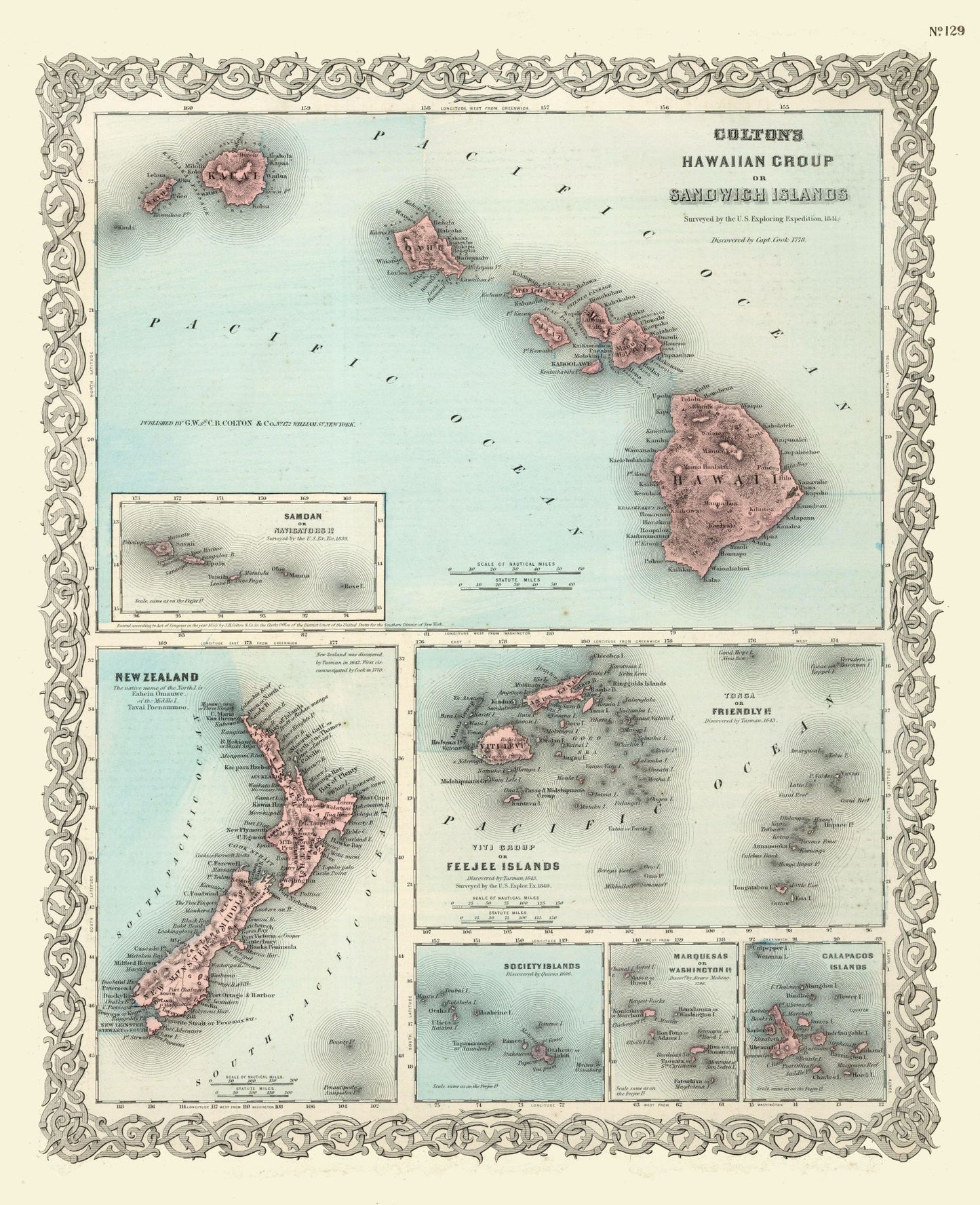 Historic State Map - Hawaii - Colton 1855 - 23 x 28.27 - Vintage Wall Art