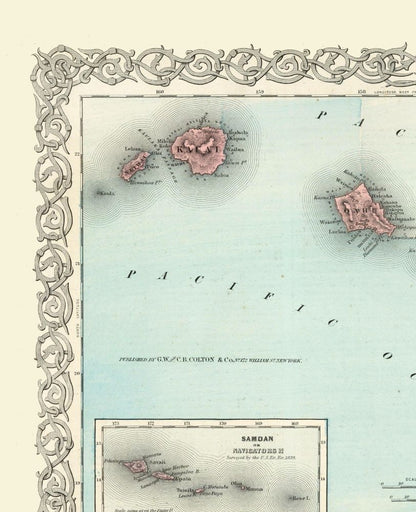 Historic State Map - Hawaii - Colton 1855 - 23 x 28.27 - Vintage Wall Art