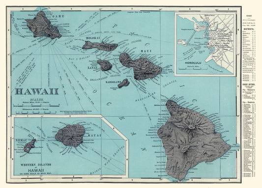 Historic State Map - Hawaii - Rand McNally 1902 - 32.00 x 23 - Vintage Wall Art